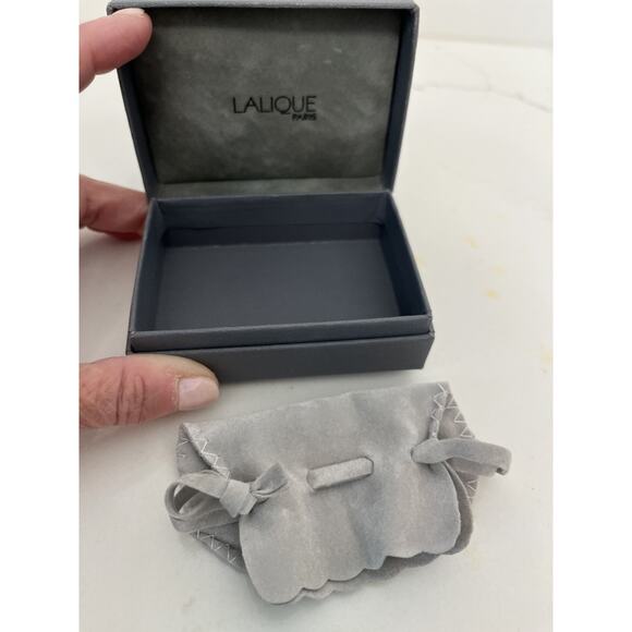 Lalique Cobalt Blue Crystal Glass Fish Figurine 2x2" Box w/ Pouch Vintage France - Picture 3 of 3